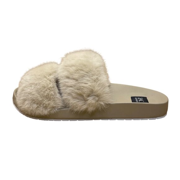 Zac Posen Women’s Cashew Faux Fur Open Toe Slide Sevan Sandals Size 7M - Picture 4 of 8